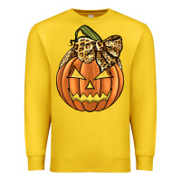 Lemon Leopard Ribbon Halloween Pumkin Premium Sweatshirt - JahusDesignShop