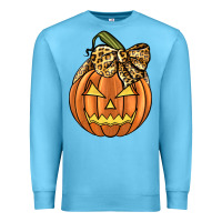 Ocean Blue Leopard Ribbon Halloween Pumkin Premium Sweatshirt - JahusDesignShop