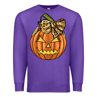 Purple Leopard Ribbon Halloween Pumkin Premium Sweatshirt - JahusDesignShop
