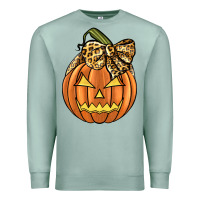 Seafoam Leopard Ribbon Halloween Pumkin Premium Sweatshirt - JahusDesignShop