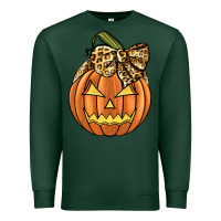 Sports Green Leopard Ribbon Halloween Pumkin Premium Sweatshirt - JahusDesignShop