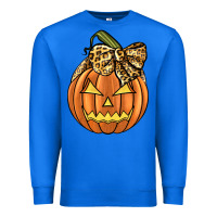 True Royal Leopard Ribbon Halloween Pumkin Premium Sweatshirt - JahusDesignShop
