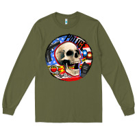 Army Green police skull and police equipment Long Sleeve Tee - AdoDesignShop
