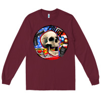 Burgundy police skull and police equipment Long Sleeve Tee - AdoDesignShop