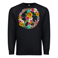 Black floral peace sign with gemstone Premium Sweatshirt - Artiststas