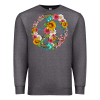 Charcoal Heather floral peace sign with gemstone Premium Sweatshirt - Artiststas
