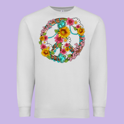 Floral Peace Sign With Gemstone Premium Sweatshirt Designed By Artiststas