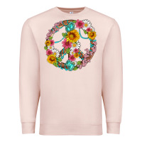 Pale Pink floral peace sign with gemstone Premium Sweatshirt - Artiststas