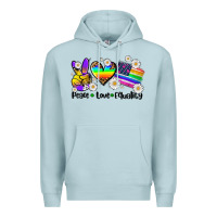 Blue Mist peace love  equality Premium Hoodie - AdoDesignShop