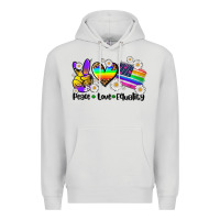 Dove Grey peace love  equality Premium Hoodie - AdoDesignShop