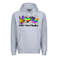 Heather Grey peace love  equality Premium Hoodie - AdoDesignShop