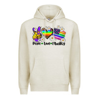 Oatmeal Heather peace love  equality Premium Hoodie - AdoDesignShop