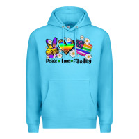 Ocean Blue peace love  equality Premium Hoodie - AdoDesignShop