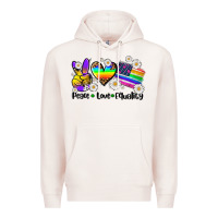 Pale Pink peace love  equality Premium Hoodie - AdoDesignShop