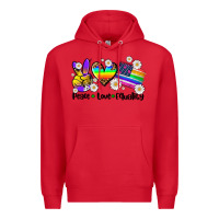 Red peace love  equality Premium Hoodie - AdoDesignShop