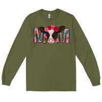Army Green mom with cow mothers day Long Sleeve Tee - texasbilliewilder