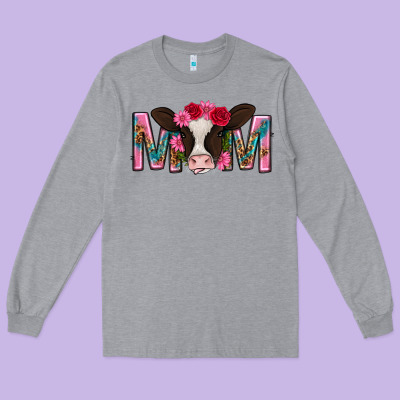 Mom With Cow Mothers Day Long Sleeve Tee Designed By Texasbilliewilder