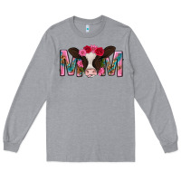 Heather Grey mom with cow mothers day Long Sleeve Tee - texasbilliewilder
