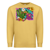 Antique Gold cactus peace sign flowers and tie dye Premium Sweatshirt - Artiststas
