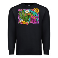 Black cactus peace sign flowers and tie dye Premium Sweatshirt - Artiststas