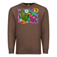 Cactus Peace Sign Flowers And Tie Dye Premium Sweatshirt | Teevron