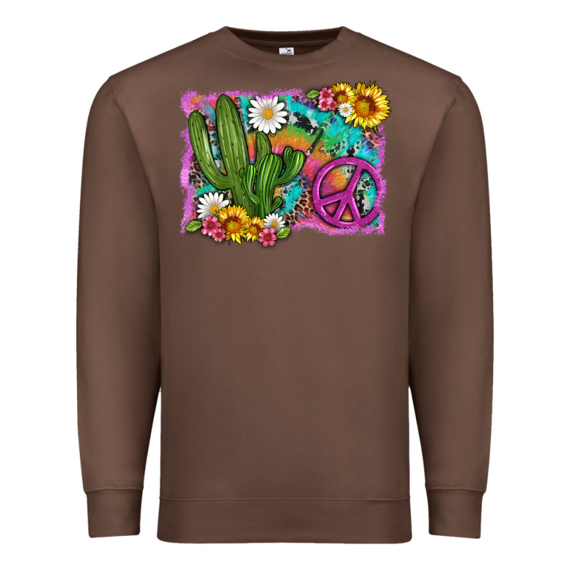Cactus Peace Sign Flowers And Tie Dye Premium Sweatshirt by Artiststas | Teevron