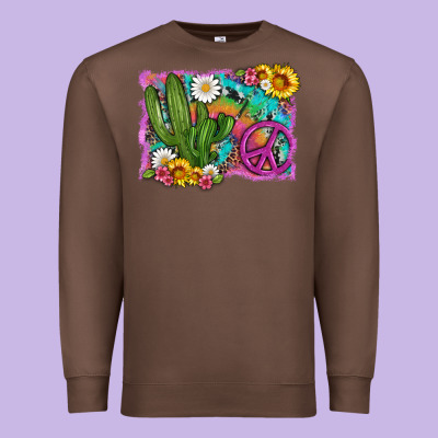 Cactus Peace Sign Flowers And Tie Dye Premium Sweatshirt Designed By Artiststas