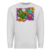 Dove Grey cactus peace sign flowers and tie dye Premium Sweatshirt - Artiststas