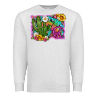 Oatmeal Heather cactus peace sign flowers and tie dye Premium Sweatshirt - Artiststas
