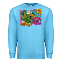 Ocean Blue cactus peace sign flowers and tie dye Premium Sweatshirt - Artiststas