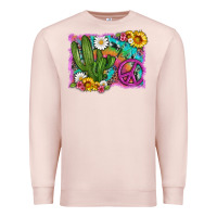 Pale Pink cactus peace sign flowers and tie dye Premium Sweatshirt - Artiststas