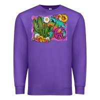 Purple cactus peace sign flowers and tie dye Premium Sweatshirt - Artiststas