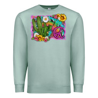 Seafoam cactus peace sign flowers and tie dye Premium Sweatshirt - Artiststas