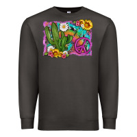 Smoke cactus peace sign flowers and tie dye Premium Sweatshirt - Artiststas