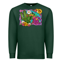 Sports Green cactus peace sign flowers and tie dye Premium Sweatshirt - Artiststas