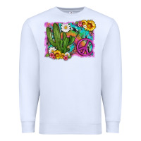 White cactus peace sign flowers and tie dye Premium Sweatshirt - Artiststas