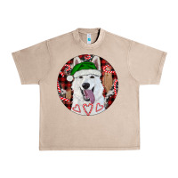 French Oak Christmas White Shepherd With Buffalo Plaid Urban Heavy Tee - RanaPortraitStore
