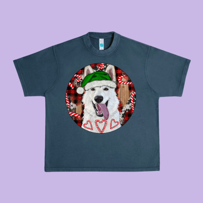 Christmas White Shepherd With Buffalo Plaid Urban Heavy Tee Designed By Ranaportraitstore
