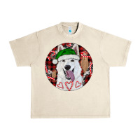 Sandshell Christmas White Shepherd With Buffalo Plaid Urban Heavy Tee - RanaPortraitStore