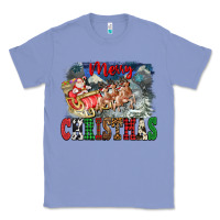 Colony Blue Merry Christmas Santa Sleigh Classic Tee - FaDigitalArtStudio
