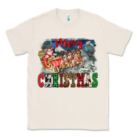 Natural Merry Christmas Santa Sleigh Classic Tee - FaDigitalArtStudio