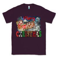 Plum Merry Christmas Santa Sleigh Classic Tee - FaDigitalArtStudio