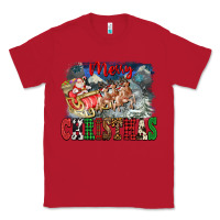 Red Merry Christmas Santa Sleigh Classic Tee - FaDigitalArtStudio