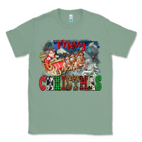 Sage Merry Christmas Santa Sleigh Classic Tee - FaDigitalArtStudio