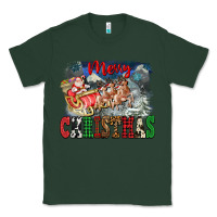 Sports Green Merry Christmas Santa Sleigh Classic Tee - FaDigitalArtStudio