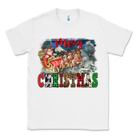 White Merry Christmas Santa Sleigh Classic Tee - FaDigitalArtStudio