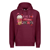 Burgundy v is for valentine venti coffee cup Premium Hoodie - MaliasSmallBusiness