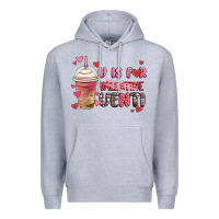 Heather Grey v is for valentine venti coffee cup Premium Hoodie - MaliasSmallBusiness