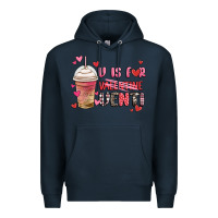 Navy v is for valentine venti coffee cup Premium Hoodie - MaliasSmallBusiness