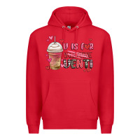 Red v is for valentine venti coffee cup Premium Hoodie - MaliasSmallBusiness
